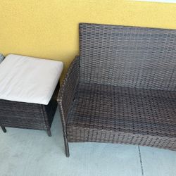 Outdoor Bench + Small Table And 2 Chairs Set