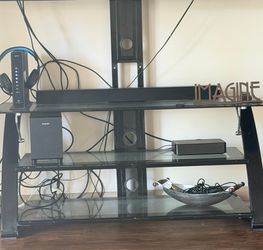 Modern black tv stand -temptered glass
