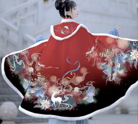 Poncho Asian Chinese Japanese Jacket Coat Colorful