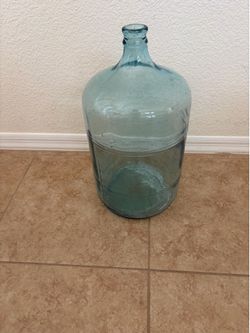 Large vintage blue-green 5 gallon glass water jug
