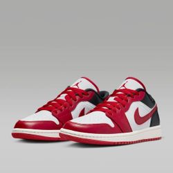 Air Jordan 1 Low Women's Shoes White/Gym Red/Black/Sail Size 9.5