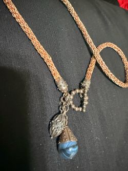 Viking Knit Copper Bohemian Style  Vintage Necklace