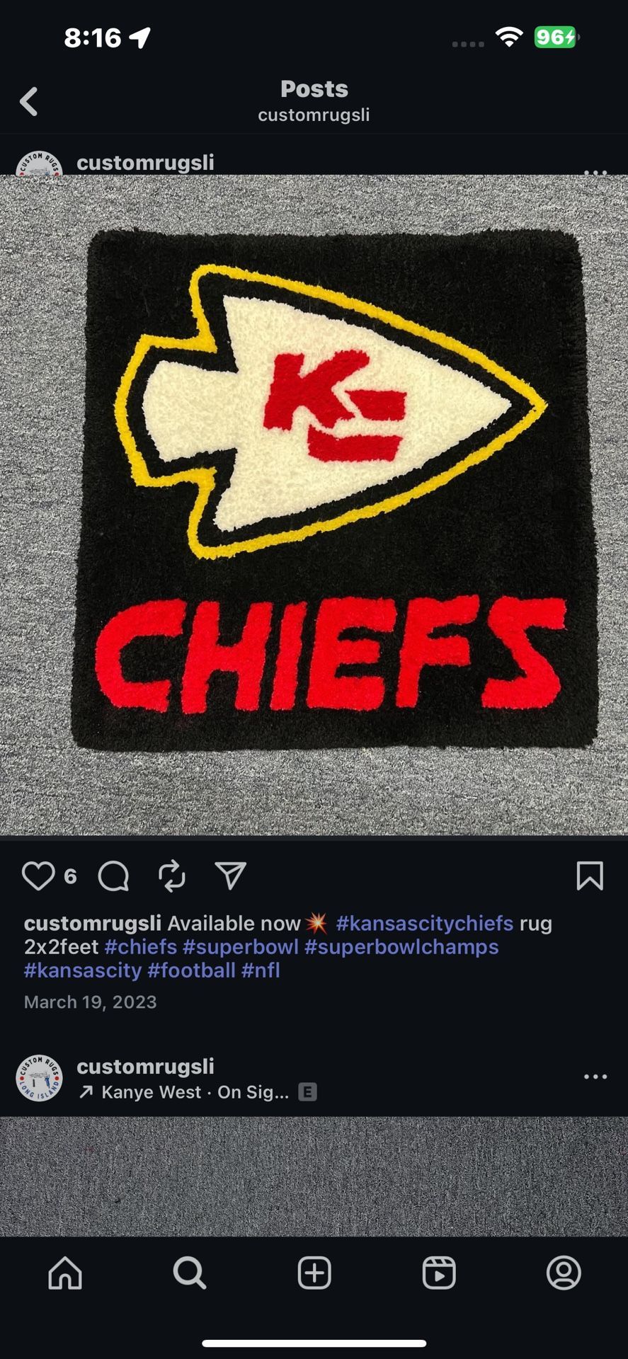 KC Chiefs Decor Rug Handmade 