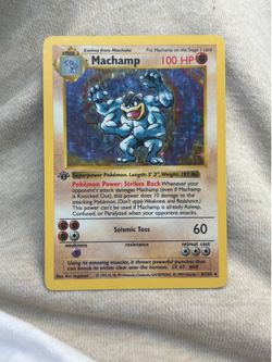 1999 Pokemon Base Set 1st Edition SHADOWLESS Machamp Holo 8/102 - LP-MP