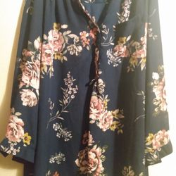 Blue And Pink Floral Shirt Size XL