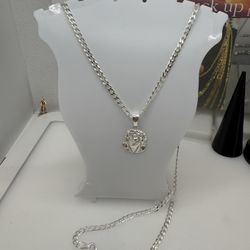925 Sterling Silver Chain and Pendant 22”