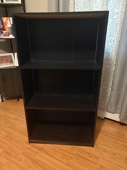 Black 3-Shelf Bookcase 2 Baskets