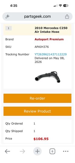 Mercedes air intake hose