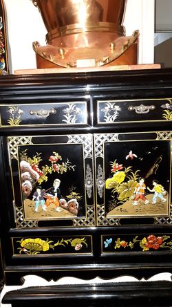 Asian Black Lacquer End Tables/Night Stands