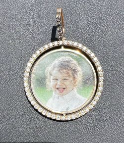 10k solid yellow gold bilateral Memory pendant 3.5CTW Natural diamonds charm