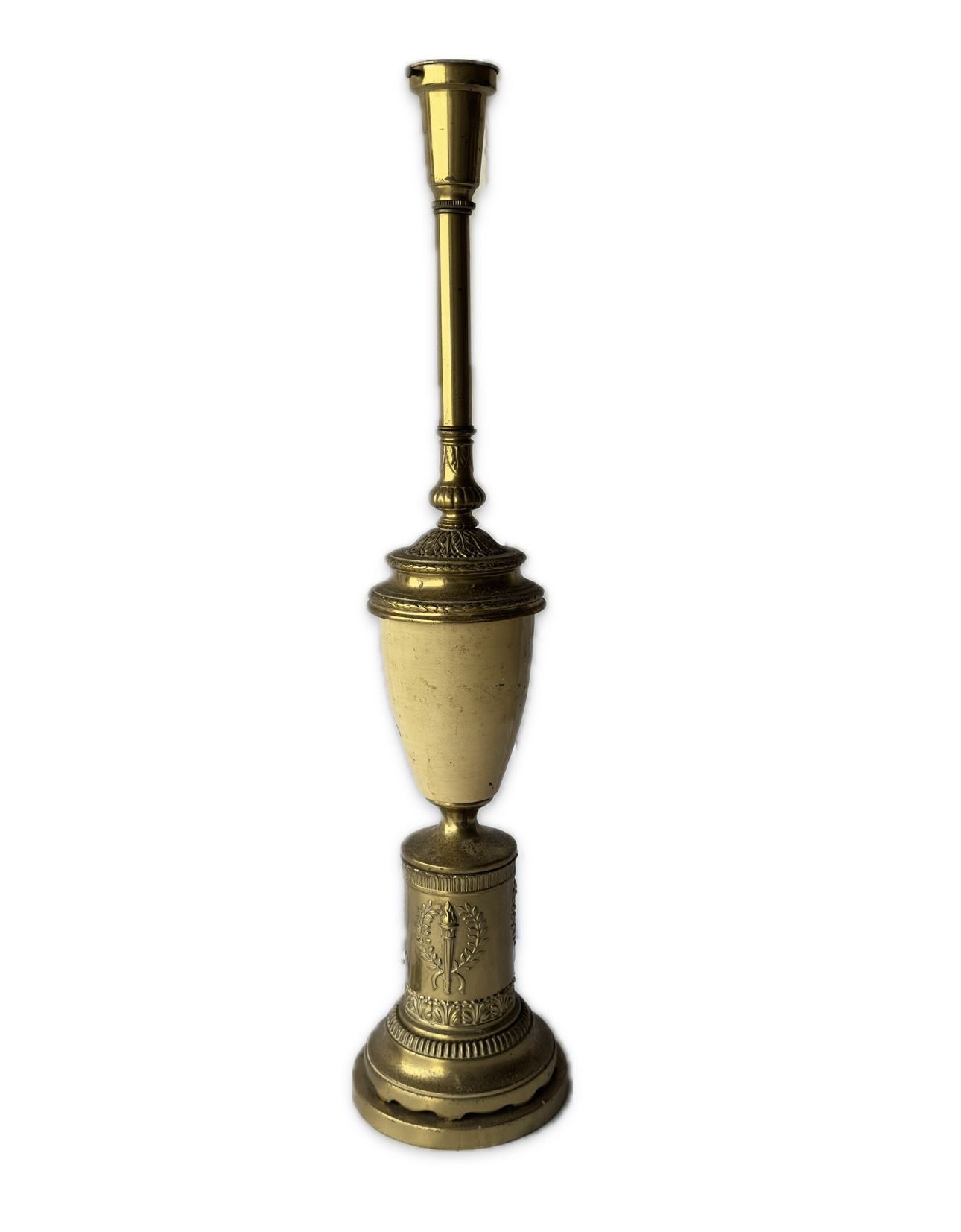 Brass Lamp Base Antique, Gold Ivory Tone, Electric