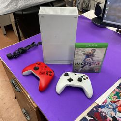 Xbox One S Gaming Console Set – White, 2 Wireless Controllers + Madden NFL 15