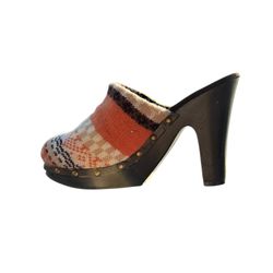  WOMEN'S RARE CHARLOTTE RUSSE STUDDED PLATFORM CLOG MULTI KNITTED MULE HEELS