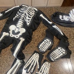 Kids Halloween Skeleton Costume With Candy Bag