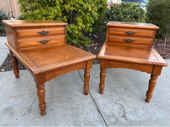 Mid Century Solid Wood Antique End Table Dresser Nightstand Furniture Set