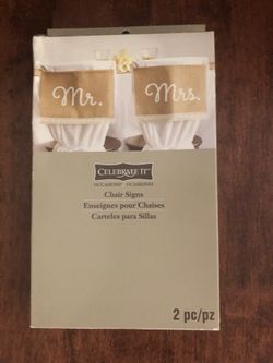 Mr & Mrs wedding chair signs set of 2