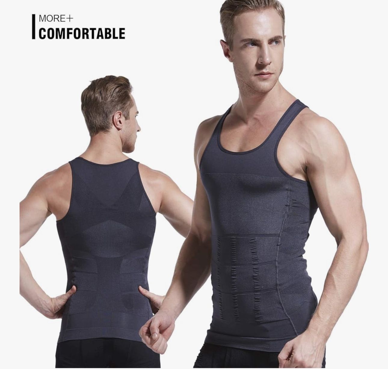 XL Mens BodyShaper Slimming Vest, Men's Compression Base Layer Slim Compression Muscle Tank Shapewear