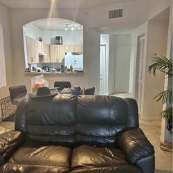 Black Leather Couch Set