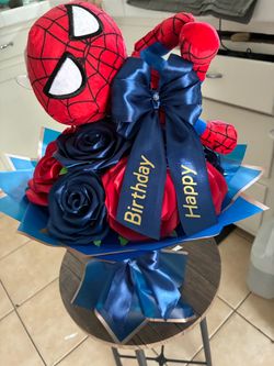 Spider-Man ribbon flowers bouquet