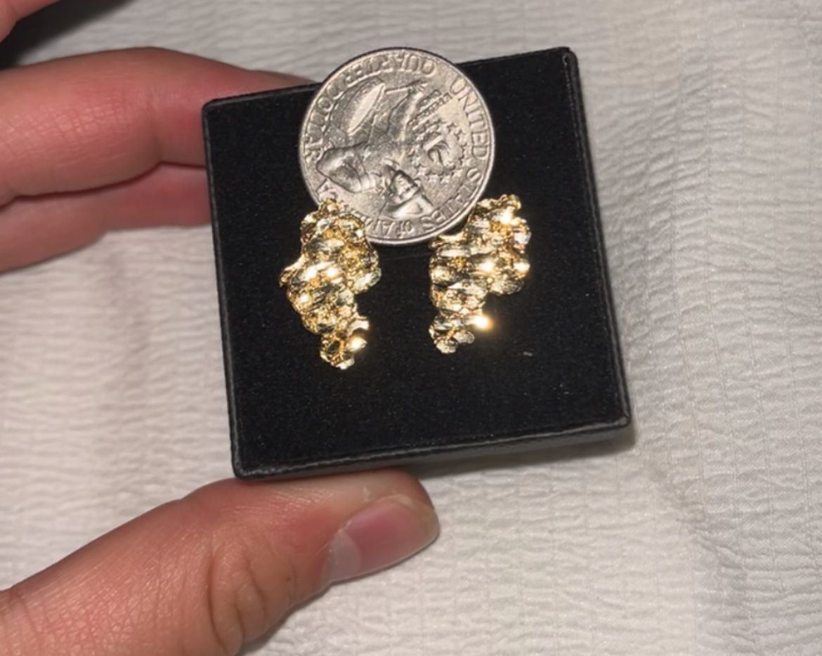 Large Solid 10k Gold Nugget Earrings
