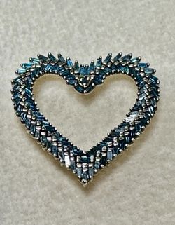FREE SHIPPING! GORGEOUS Genuine Blue Diamonds 925 Silver Heart Pendant Necklace 18” Lot#505  
