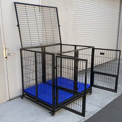 $230 (New) X-Large 49” heavy duty folding dog cage 49x38x43” double-door kennel w/ divider 