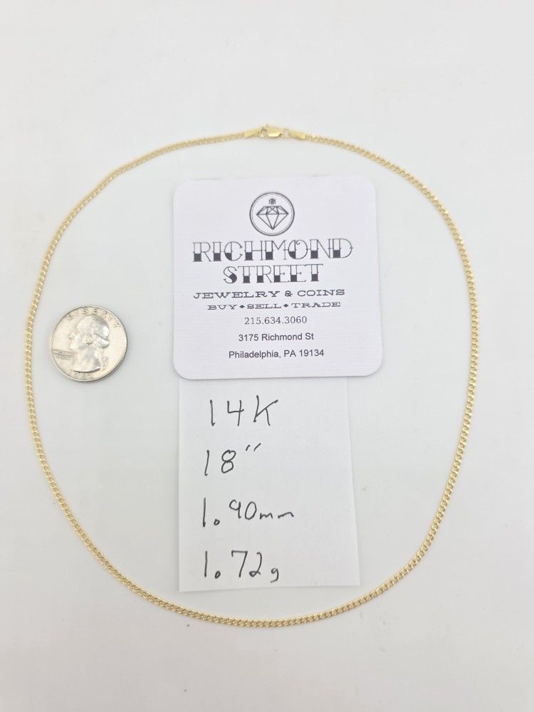 14k gold 18" micro curb link chain