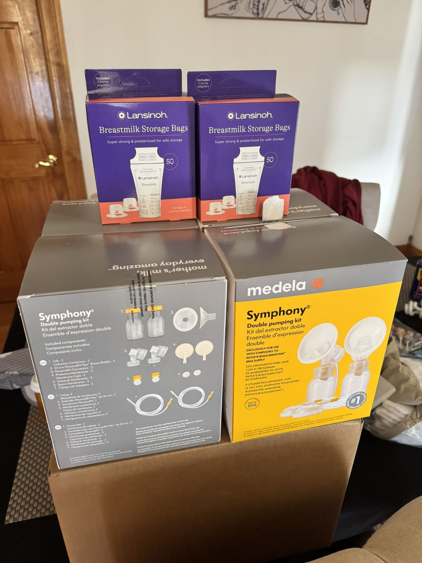 Medela symphony double pumping kit x4