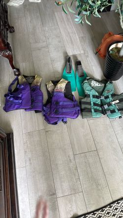 3 X-Large/Large Adult Life Jackets And Shoes