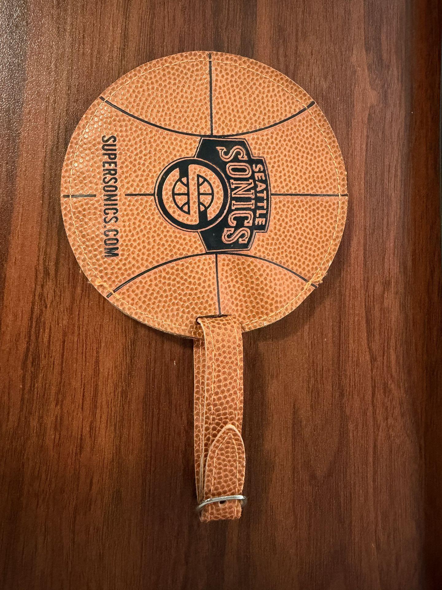 Vintage Rare Seattle SuperSonics NBA Luggage Bag Tag Real Spalding Leather BRAND NEW