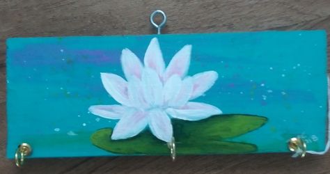 Handpainted lotus flower key holder