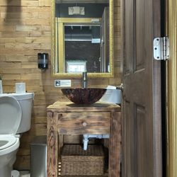 Bathroom Vanity, Sink, And Mirror