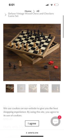 Deluxe Vintage Wood Chess and Checkers Game
