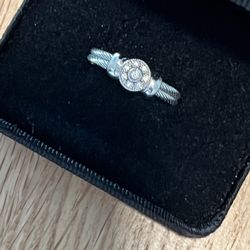 CHARRIOL Diamonds Round Cut 18k White Gold Double Cable Band Ring — Size 7