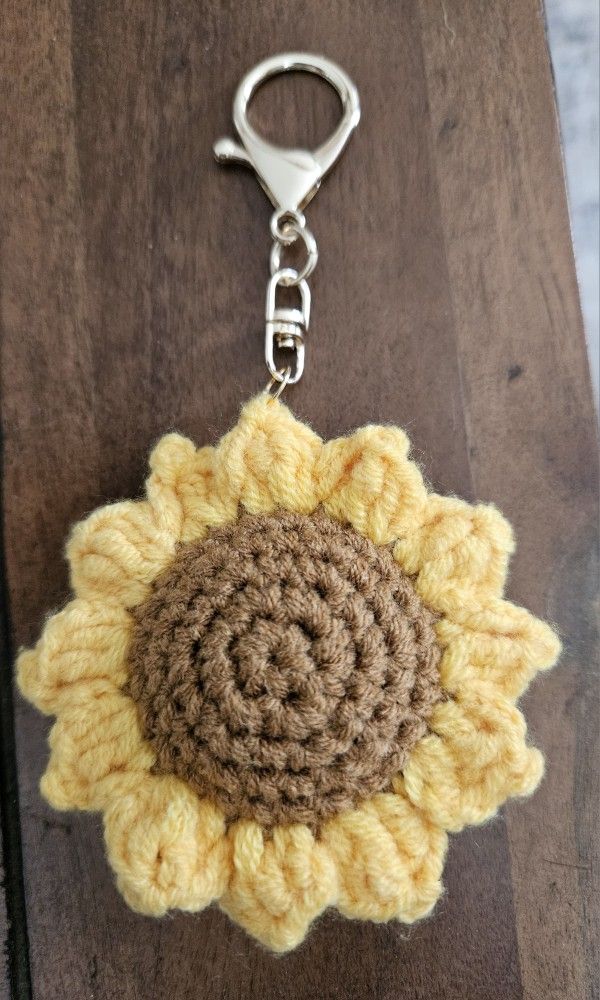 New Sunflower Fabric Charm With Goldtone Clip