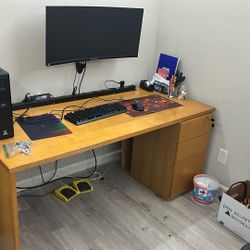 Large Solid Wood desk. 66" by 30" 