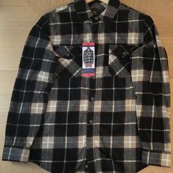 FREEDOM FOUNDRY Shirt Jacket Button Up Blue Plaid Fleece Shacket Sz M NWT Mens