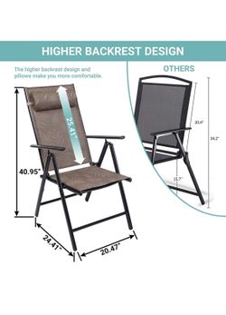 PatioPost Aluminum Outdoor Folding Chair with Armrest Adjustable Reclining