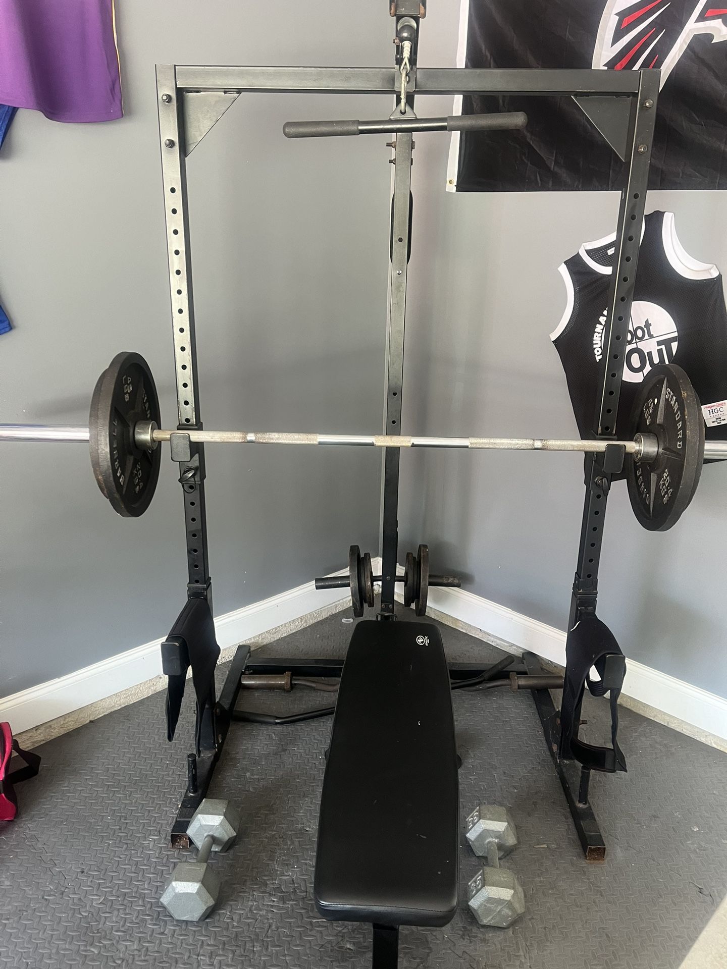 Full Gym Set With Ez Curl Bar And Pull Bar