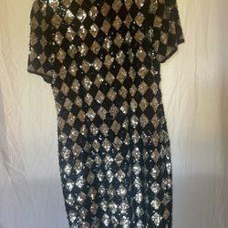 Vintage Hand beaded Dress Knee Prom Gown