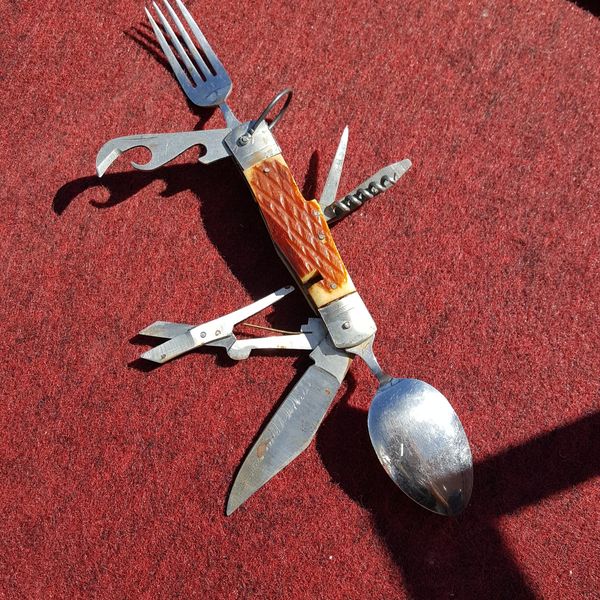 Vintage camping boy scout knife with fork and spoon for Sale in