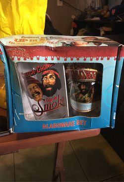 Cheech and Chong up in smoke glassware set