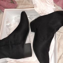 Flat Boots Hannah Brand, Black Ovee Knee Size 9