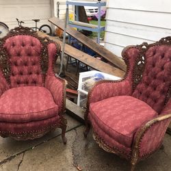 Vintage Queen Wingback Chairs
