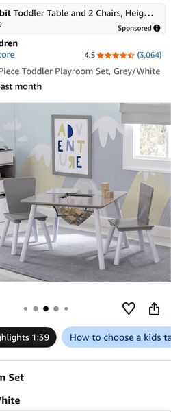 Delta Children Finn Table and Chair White/Grey