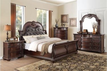 European Design Inspired Sleigh style Queen Bed/Bedroom Set