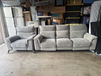 Living Spaces Felix Grey Sofa And Chair