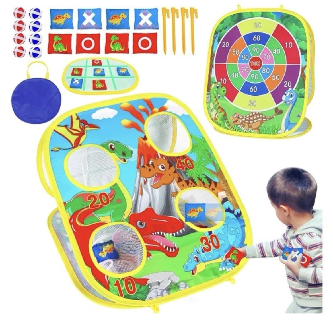 Dinosaur 3 in 1 Bean Bag Toss Game for Kids