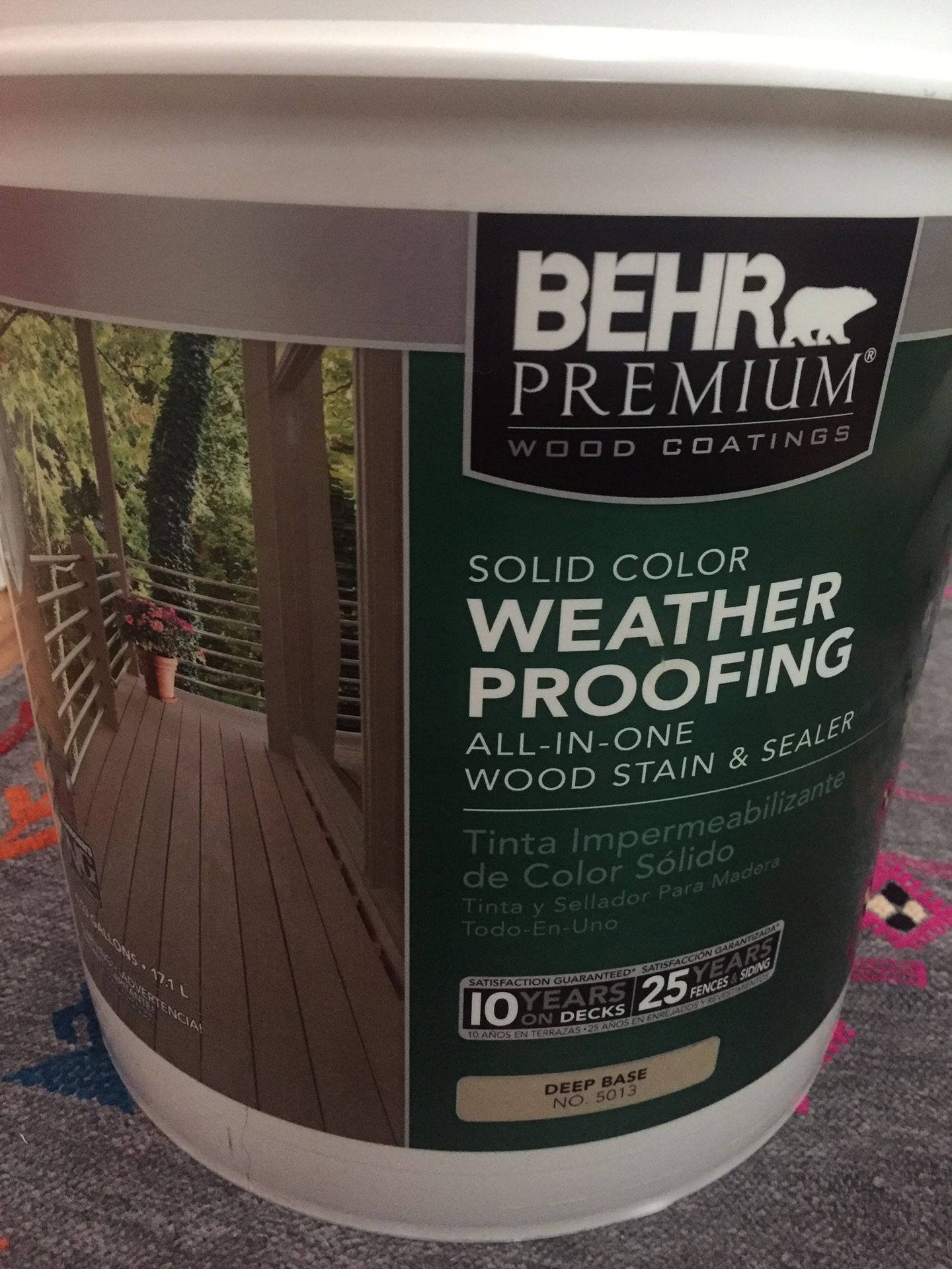 BEHR Premium 5 gal. #PPF-30 Deep Terra Cotta Solid Waterproofing Exterior Wood Stain and Sealer