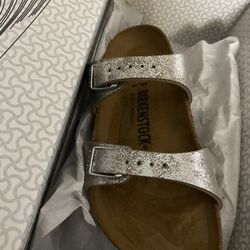 Silver Birkenstock Size 5.0 Narrow Fit